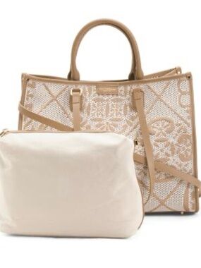 Viola Castellani neutral Woven Tote with Inner Pouch